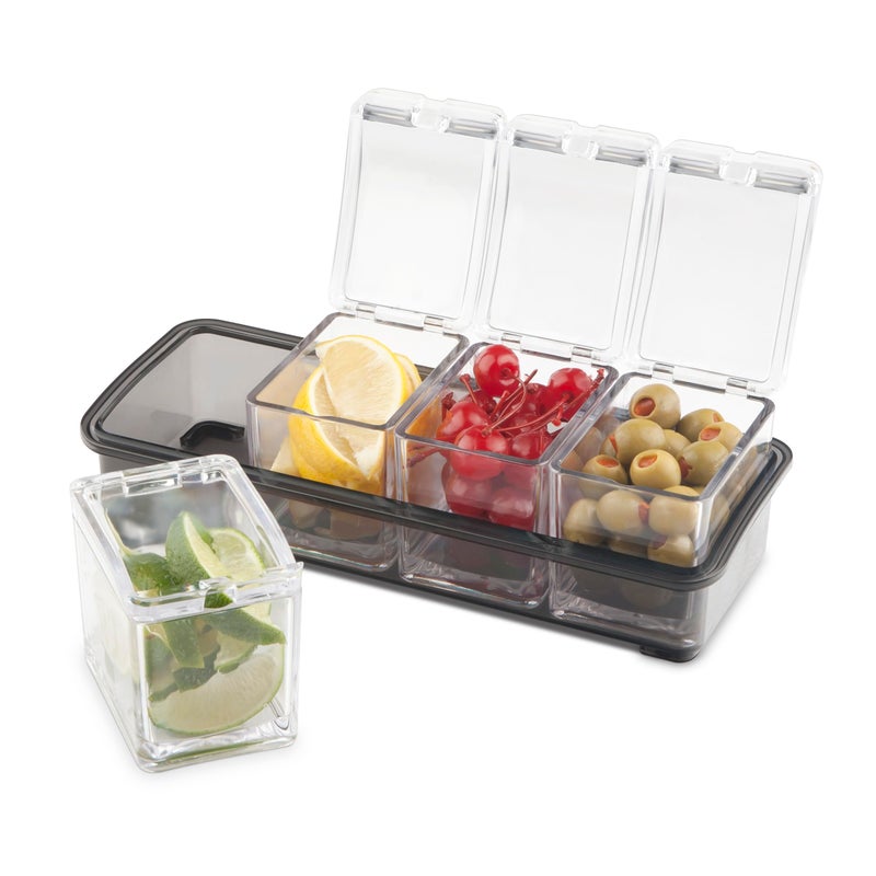 Final Touch 5 Piece Garnish Bar Caddy - Keep Ingredients Organized and Sanitary - 4 Removable Containers with Lids - BPA-Free Acrylic (FTA2000) - Image 1